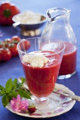 Tomato juice with creme fraiche