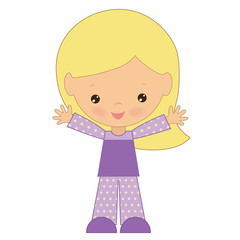 Girl in pajama vector illustration