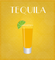 Drinks List Tequila with Golden Background EPS10