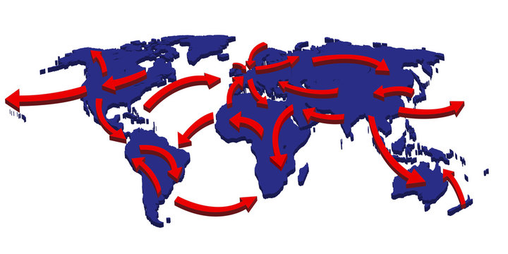 World Expansion Market Trade Routes Business Map 3D