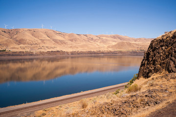 Dry Calm Clear Summer Day Columbia River Gorge Oregon Washington