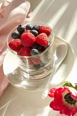 Raspberries and blueberries