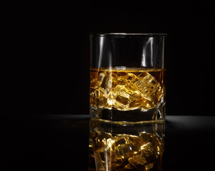 Luxury still life of whisky glass