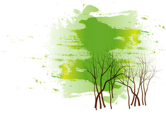 Landscapes tree watercolor painting on white background,Vector illustration