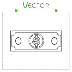 money line  icon Dollar black vector format