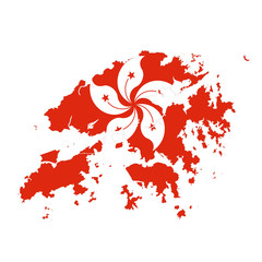 Map of Hongkong and national flag