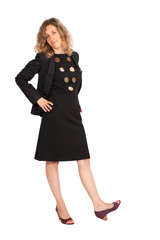 Beautiful woman doing different expressions in different sets of clothes: posing