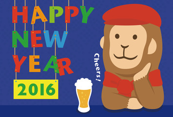 年賀状2016　さるBAR