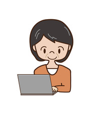 中高年女性とパソコン