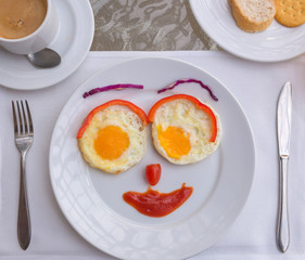 Happy Face Frying Eggs breakfast