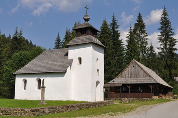 Fototapeta na wymiar church in open air museum of Kysuce village, Vychylovka, Slovakia
