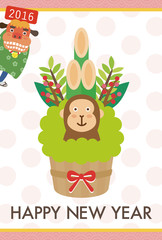 年賀状2016　門松猿とししまい
