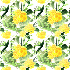 Obraz na płótnie Canvas Wildflowers blooming delicate flowers background painted watercolors