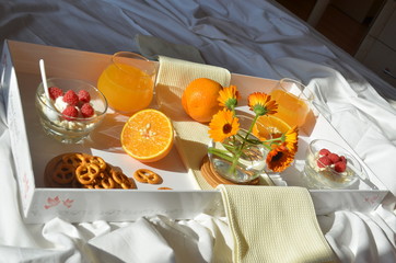 апельсиновый завтрак в постель, orange breakfast in bed