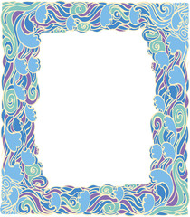 Frame with abstract wave decoration.Vector  background