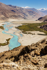 Shyok river in Nubra valley Ladakh ,Jammu & Kashmir, India - September 2014