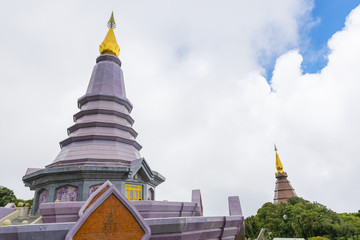 Naklejka premium Pagoda at Doi Inthanon national park after rain. Chiang Mai ,Thailand.