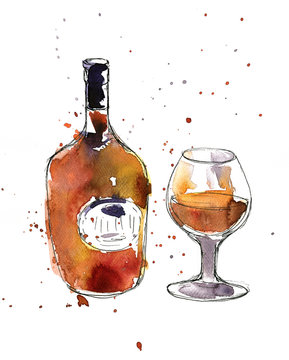 recommend clip art: cognac bottle and glass