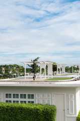 Table and chair on roof top terrace