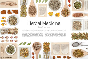 herbal tea on white background 