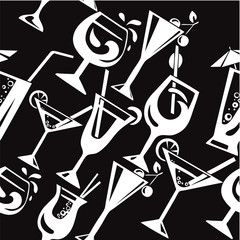 seamless pattern cocktails set