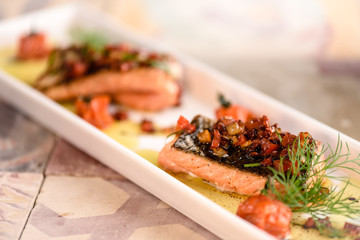 Grilled salmon fillet