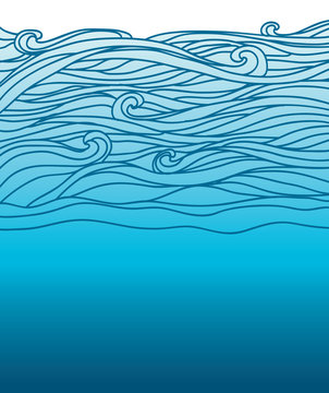 Blue waves.Vector image of Sea background for design