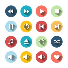 Color buttons with shadow for the player. Modern style.