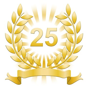 Lauriers 25 or sur fond blanc