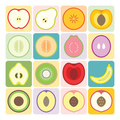 Vector fruits and vegetables icons set 1