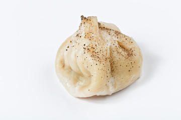 Traditional Georgian khinkali or dumplings, stuffed with meat