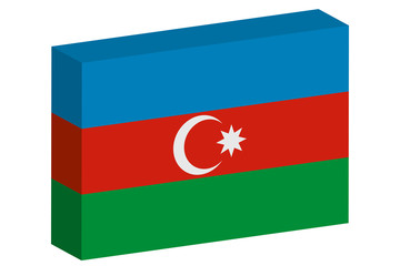 3D Isometric Flag Illustration of the country of  Azerbaijan