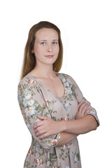 Girl with beautiful blue eyes and redhead hair