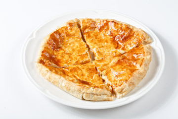 georgian traditional khachapuri on plate on white background. As