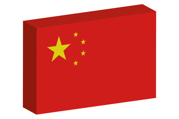 3D Isometric Flag Illustration of the country of  China