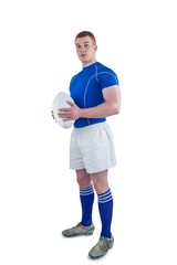 Rugby player holding rugby ball