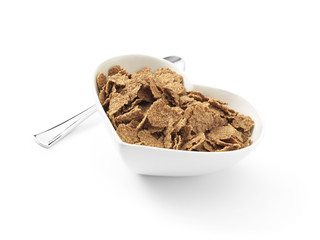 heart shaped bran breakfast - Stock Image