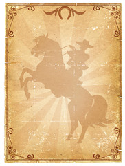Cowboy old paper background .Retro rodeo poster