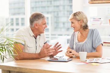 Smiling business team discussing together