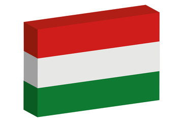 3D Isometric Flag Illustration of the country of  Hungary