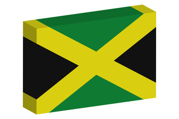 3D Isometric Flag Illustration of the country of  Jamaica