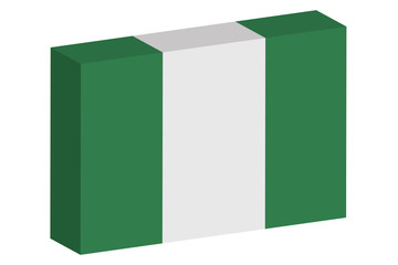 3D Isometric Flag Illustration of the country of  Nigeria