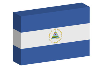 3D Isometric Flag Illustration of the country of  Nicaragua