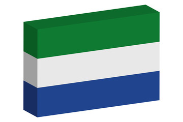 3D Isometric Flag Illustration of the country of  Sierra Leone