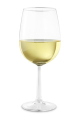 single white wine glass - Stock Image