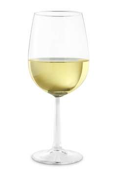 single white wine glass - Stock Image