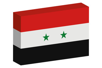 3D Isometric Flag Illustration of the country of  Syria