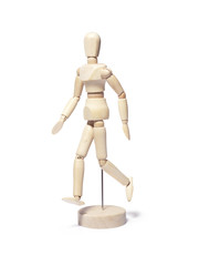 walking wooden model man - Stock Image