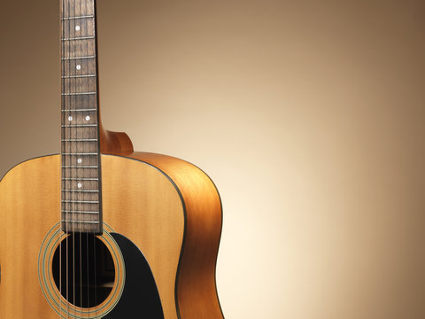 Acoustic Guitar Close Up - Stock Image