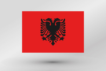 3D Isometric Flag Illustration of the country of  Albania